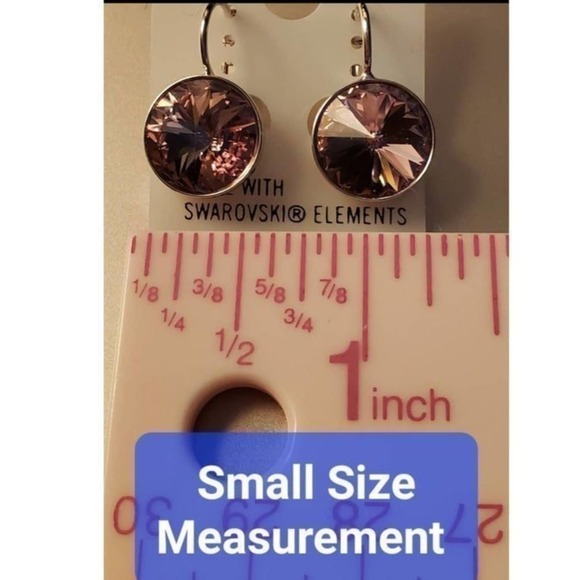 NEW! Swarovski Element Earrings Small med light pink Party, Weddings, Work,Simp… - Picture 2 of 5